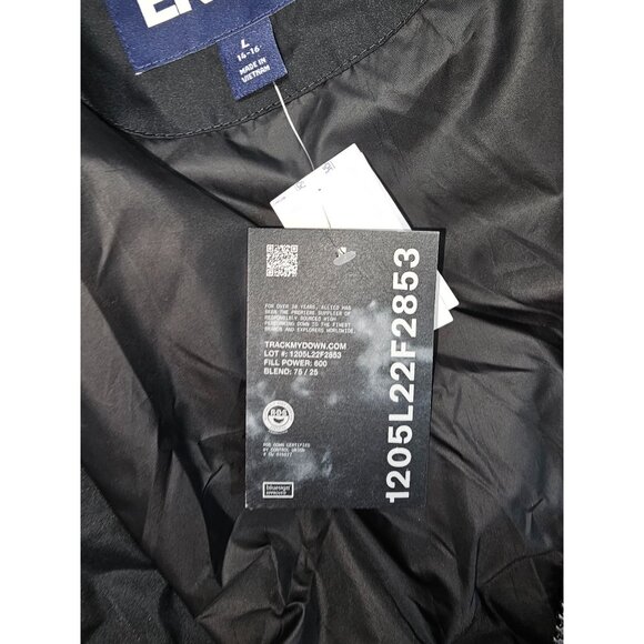 Lands End Womens Black Down Puffer Coat Faux Fur Hood 600 FP Long Coat Sz L 2889 - Picture 11 of 15